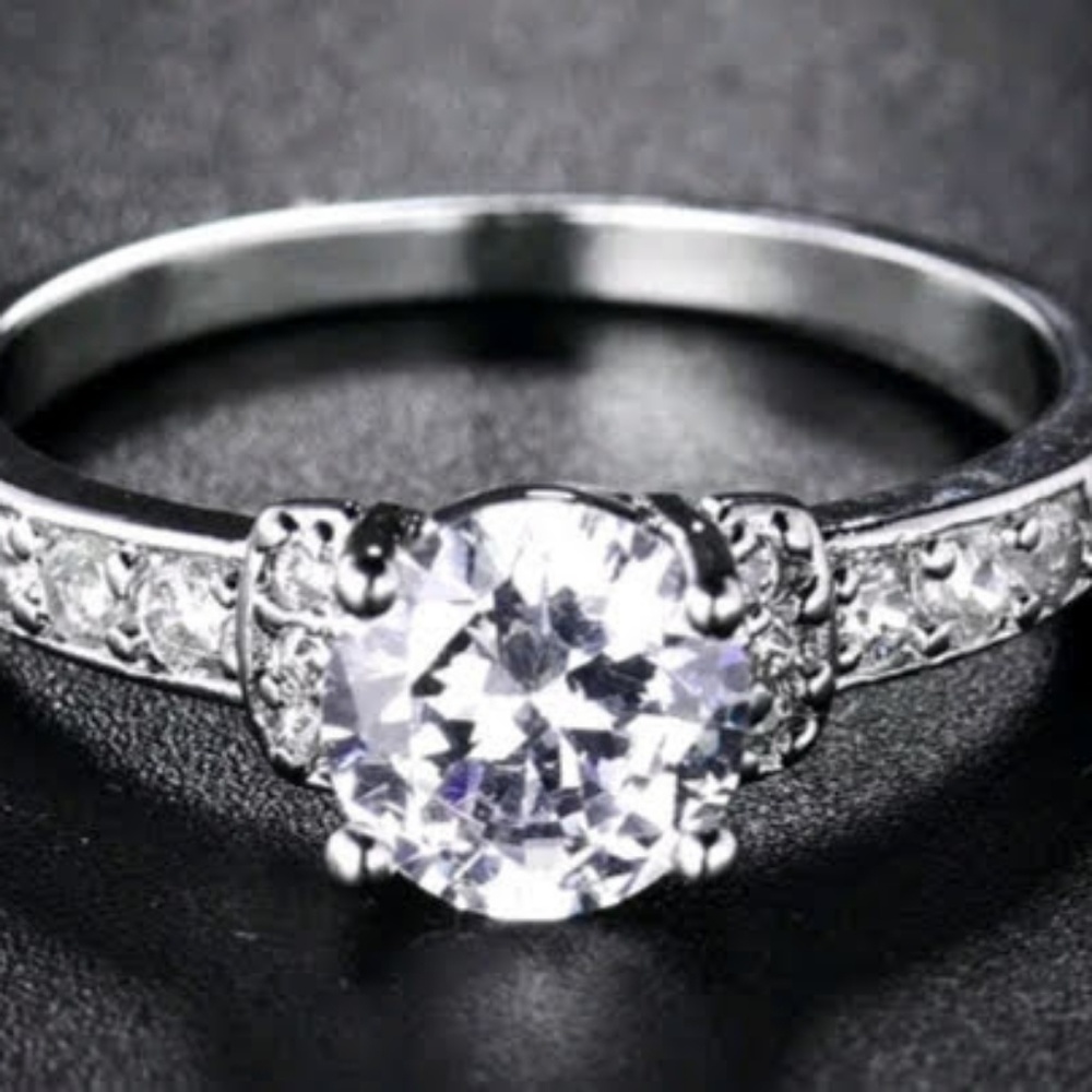 18K White Gold Filled Promise Engagement Ring Sz 9